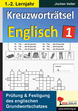 Buchcover Kreuzworträtsel Englisch / 1.-2. Lernjahr | Jochen Vatter | EAN 9783955136574 | ISBN 3-95513-657-4 | ISBN 978-3-95513-657-4