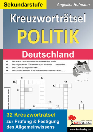 Buchcover Kreuzworträtsel Politik / Deutschland | Angelika Hofmann | EAN 9783955136659 | ISBN 3-95513-665-5 | ISBN 978-3-95513-665-9
