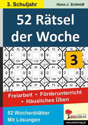 Buchcover 52 Rätsel der Woche / Klasse 3 | Hans-J. Schmidt | EAN 9783955137434 | ISBN 3-95513-743-0 | ISBN 978-3-95513-743-4