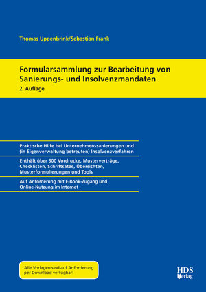 Buchcover Formularsammlung zur Bearbeitung von Sanierungs- und Insolvenzmandaten | Thomas Uppenbrink | EAN 9783955541903 | ISBN 3-95554-190-8 | ISBN 978-3-95554-190-3