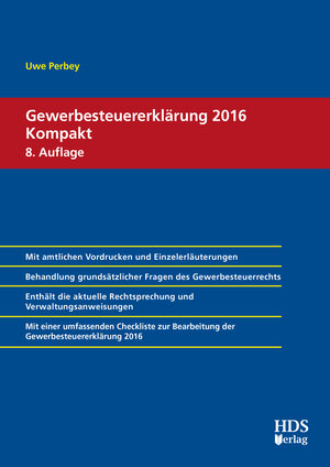 Buchcover Gewerbesteuererklärung 2016 Kompakt | Uwe Perbey | EAN 9783955542931 | ISBN 3-95554-293-9 | ISBN 978-3-95554-293-1