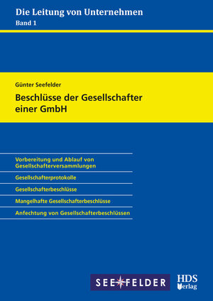 Buchcover Beschlüsse der Gesellschafter einer GmbH | Günter Seefelder | EAN 9783955544119 | ISBN 3-95554-411-7 | ISBN 978-3-95554-411-9