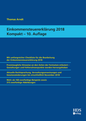 Buchcover Einkommensteuererklärung 2018 Kompakt | Thomas Arndt | EAN 9783955544225 | ISBN 3-95554-422-2 | ISBN 978-3-95554-422-5