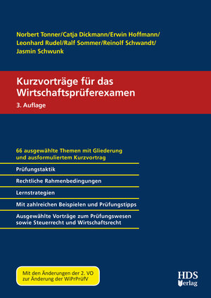 Buchcover Kurzvorträge für das Wirtschaftsprüferexamen | Norbert Tonner | EAN 9783955545390 | ISBN 3-95554-539-3 | ISBN 978-3-95554-539-0