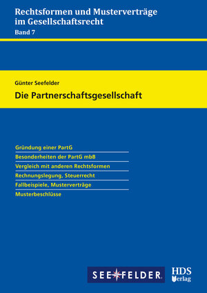 Buchcover Die Partnerschaftsgesellschaft | Günter Seefelder | EAN 9783955545406 | ISBN 3-95554-540-7 | ISBN 978-3-95554-540-6