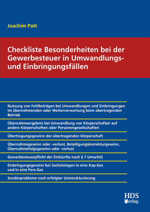 Buchcover Checkliste Besonderheiten bei der Gewerbesteuer in Umwandlungs- und Einbringungsfällen | Joachim Patt | EAN 9783955546366 | ISBN 3-95554-636-5 | ISBN 978-3-95554-636-6