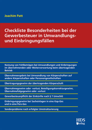 Buchcover Checkliste Besonderheiten bei der Gewerbesteuer in Umwandlungs- und Einbringungsfällen | Joachim Patt | EAN 9783955546984 | ISBN 3-95554-698-5 | ISBN 978-3-95554-698-4