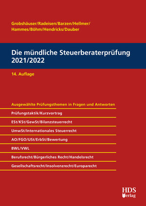 Buchcover Die mündliche Steuerberaterprüfung 2021/2022 | Uwe Grobshäuser | EAN 9783955547523 | ISBN 3-95554-752-3 | ISBN 978-3-95554-752-3