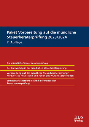 Buchcover Paket Vorbereitung auf die mündliche Steuerberaterprüfung 2023/2024 | Arno Barzen | EAN 9783955548711 | ISBN 3-95554-871-6 | ISBN 978-3-95554-871-1