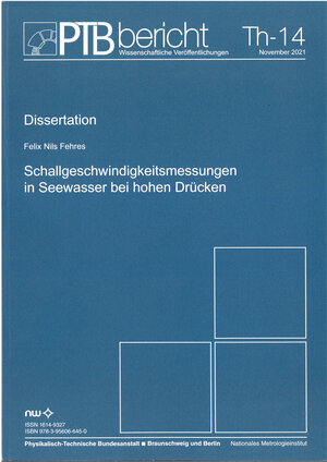 Buchcover Schallgeschwindigkeitsmessungen in Seewasser bei hohen Drücken | Felix Nils Fehres | EAN 9783956066450 | ISBN 3-95606-645-6 | ISBN 978-3-95606-645-0