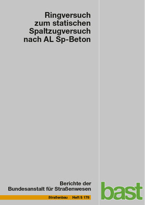 Buchcover Ringversuch zum statischen Spaltzugversuch nach AL Sp-Beton | Frank Weise | EAN 9783956066887 | ISBN 3-95606-688-X | ISBN 978-3-95606-688-7