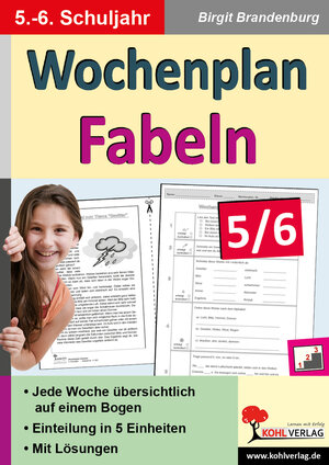 Buchcover Wochenplan Fabeln / Klasse 5-6 | Birgit Brandenburg | EAN 9783956863912 | ISBN 3-95686-391-7 | ISBN 978-3-95686-391-2