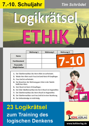 Buchcover Logikrätsel Ethik 7-10 | Tim Schrödel | EAN 9783956865084 | ISBN 3-95686-508-1 | ISBN 978-3-95686-508-4