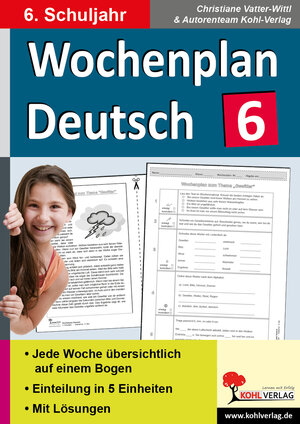 Buchcover Wochenplan Deutsch / Klasse 6 | Christiane Vatter-Wittl | EAN 9783956866296 | ISBN 3-95686-629-0 | ISBN 978-3-95686-629-6