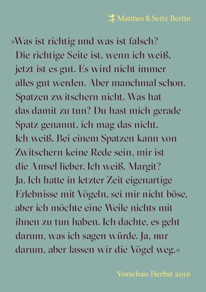 Buchcover Leseproben Herbstprogramm 2016 Matthes & Seitz Berlin | Anna Weidenholzer | EAN 9783957573599 | ISBN 3-95757-359-9 | ISBN 978-3-95757-359-9