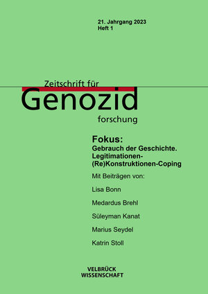 Buchcover Zeitschrift für Genozidforschung 21. Jahrgang 2023, Heft 1  | EAN 9783958323292 | ISBN 3-95832-329-4 | ISBN 978-3-95832-329-2
