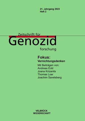 Buchcover Zeitschrift für Genozidforschung 21. Jahrgang 2023, Heft 2  | EAN 9783958323520 | ISBN 3-95832-352-9 | ISBN 978-3-95832-352-0