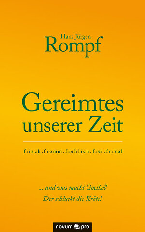 Buchcover Gereimtes unserer Zeit | Hans Jürgen Rompf | EAN 9783958400665 | ISBN 3-95840-066-3 | ISBN 978-3-95840-066-5