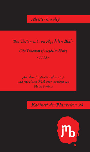 Buchcover Das Testament von Magdalen Blair | Aleister Crowley | EAN 9783959450058 | ISBN 3-95945-005-2 | ISBN 978-3-95945-005-8