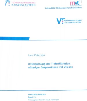 Buchcover Untersuchung der Tiefenfiltration wässriger Suspensionen mit Vliesen | Lars Petersen | EAN 9783959740340 | ISBN 3-95974-034-4 | ISBN 978-3-95974-034-0