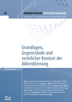 Buchcover Akkreditierung von Studiengängen – Heft 1 | Birgit Hanny | EAN 9783960371342 | ISBN 3-96037-134-9 | ISBN 978-3-96037-134-2