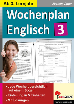 Buchcover Wochenplan Englisch 3 | Jochen Vatter | EAN 9783960400752 | ISBN 3-96040-075-6 | ISBN 978-3-96040-075-2