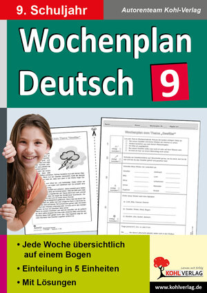 Buchcover Wochenplan Deutsch / Klasse 9 | Autorenteam Kohl-Verlag | EAN 9783960401490 | ISBN 3-96040-149-3 | ISBN 978-3-96040-149-0