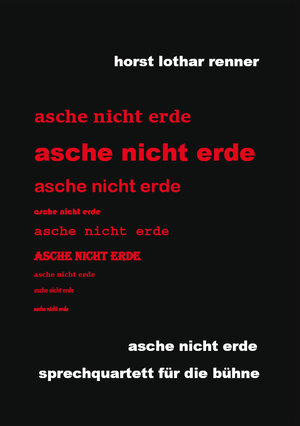 Buchcover asche nicht erde | Horst Lothar Renner | EAN 9783961031412 | ISBN 3-96103-141-X | ISBN 978-3-96103-141-2