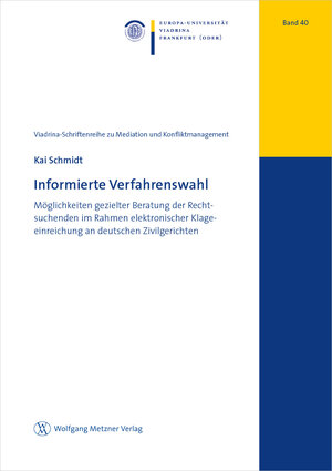 Buchcover Informierte Verfahrenswahl | Kai Schmidt | EAN 9783961171293 | ISBN 3-96117-129-7 | ISBN 978-3-96117-129-3