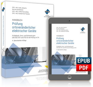 Buchcover Handbuch Prüfung ortsveränderlicher elektrischer Geräte | Karl Donath | EAN 9783963146169 | ISBN 3-96314-616-8 | ISBN 978-3-96314-616-9