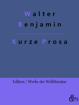 Buchcover Kurze Prosa | Walter Benjamin | EAN 9783966373371 | ISBN 3-96637-337-8 | ISBN 978-3-96637-337-1
