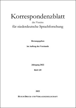 Buchcover Korrespondenzblatt des Vereins für niederdeutsche Sprachforschung  | EAN 9783967171099 | ISBN 3-96717-109-4 | ISBN 978-3-96717-109-9