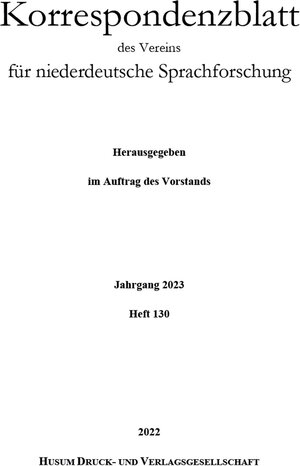 Buchcover Korrespondenzblatt des Vereins für niederdeutsche Sprachforschung  | EAN 9783967171341 | ISBN 3-96717-134-5 | ISBN 978-3-96717-134-1