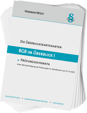 Buchcover Überblickskarteikarten BGB im Überblick I | Karl-Edmund Hemmer | EAN 9783968380773 | ISBN 3-96838-077-0 | ISBN 978-3-96838-077-3