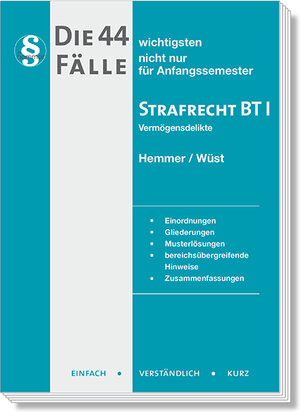 Buchcover Die 44 wichtigsten Fälle Strafrecht BT II | Karl-Edmund Hemmer | EAN 9783968381152 | ISBN 3-96838-115-7 | ISBN 978-3-96838-115-2