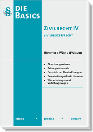 Buchcover Basics - Zivilrecht IV Zivilprozessrecht (ZPO) | Karl-Edmund Hemmer | EAN 9783968382425 | ISBN 3-96838-242-0 | ISBN 978-3-96838-242-5
