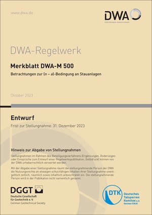 Buchcover Merkblatt DWA-M 500 Betrachtungen zur (n – a)-Bedingung an Stauanlagen (Entwurf) | EAN 9783968626291 | ISBN 3-96862-629-X | ISBN 978-3-96862-629-1