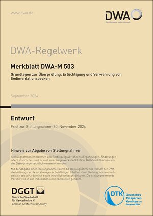 Buchcover Merkblatt DWA-M 503 Grundlagen zur Überprüfung, Ertüchtigung und Verwahrung von Sedimentationsbecken (Entwurf)  | EAN 9783968627366 | ISBN 3-96862-736-9 | ISBN 978-3-96862-736-6