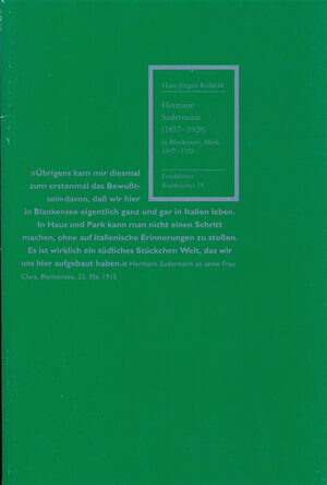 Buchcover Hermann Sudermann (1857-1928) in Blankensee, Mark, 1897-1928 | Hans J Rehfeld | EAN 9783980571708 | ISBN 3-9805717-0-X | ISBN 978-3-9805717-0-8