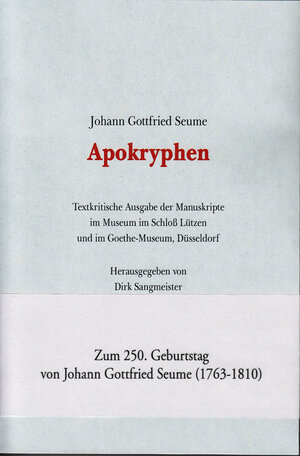Buchcover Apokryphen. | Johann Gottfried Seume | EAN 9783981296198 | ISBN 3-9812961-9-2 | ISBN 978-3-9812961-9-8