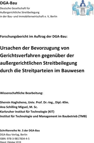 Buchcover Schriftenreihe der DGA-Bau Nr. 5 | Shervin Haghsheno | EAN 9783981783445 | ISBN 3-9817834-4-1 | ISBN 978-3-9817834-4-5