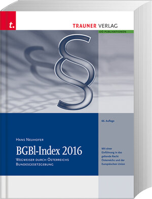 Buchcover BGBl-Index 2016 | Hans Neuhofer | EAN 9783990336106 | ISBN 3-99033-610-X | ISBN 978-3-99033-610-6