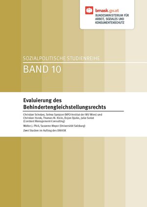 Buchcover Evaluierung des Behindertengleichstellungsrechts | Christian Schober | EAN 9783990460078 | ISBN 3-99046-007-2 | ISBN 978-3-99046-007-8