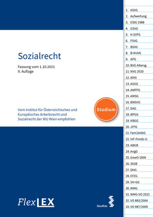 Buchcover FlexLex Sozialrecht WU  | EAN 9783991115243 | ISBN 3-99111-524-7 | ISBN 978-3-99111-524-3