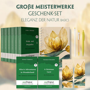 Buchcover Große Meisterwerke Geschenkset - 8 Bücher (Softcover+ Audio-Online) + Eleganz der Natur Schreibset Basics | Jane Austen | EAN 9783991128724 | ISBN 3-99112-872-1 | ISBN 978-3-99112-872-4