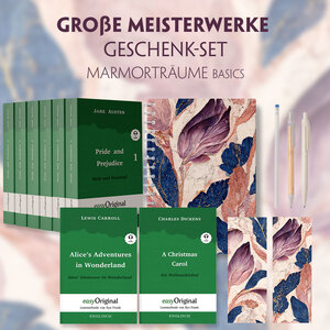 Buchcover Große Meisterwerke Geschenkset - 8 Bücher (Softcover+ Audio-Online) + Marmorträume Schreibset Basics | Jane Austen | EAN 9783991128748 | ISBN 3-99112-874-8 | ISBN 978-3-99112-874-8