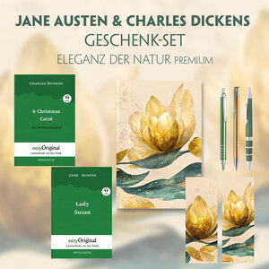 Buchcover Jane Austen & Charles Dickens Geschenkset - 2 Bücher (Softcover+ Audio-Online) + Eleganz der Natur Schreibset Premium | Jane Austen | EAN 9783991128816 | ISBN 3-99112-881-0 | ISBN 978-3-99112-881-6