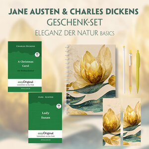 Buchcover Jane Austen & Charles Dickens Geschenkset - 2 Bücher (Hardcover+ Audio-Online) + Eleganz der Natur Schreibset Basics | Jane Austen | EAN 9783991128847 | ISBN 3-99112-884-5 | ISBN 978-3-99112-884-7