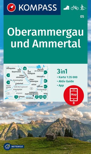 Buchcover KOMPASS Wanderkarte 05 Oberammergau und Ammertal 1:35.000  | EAN 9783991214519 | ISBN 3-99121-451-2 | ISBN 978-3-99121-451-9