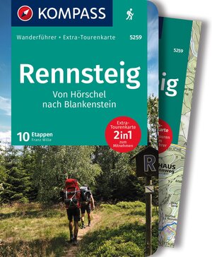 Buchcover KOMPASS Wanderführer Rennsteig, 10 Etappen mit Extra-Tourenkarte | Franz Wille | EAN 9783991215455 | ISBN 3-99121-545-4 | ISBN 978-3-99121-545-5
